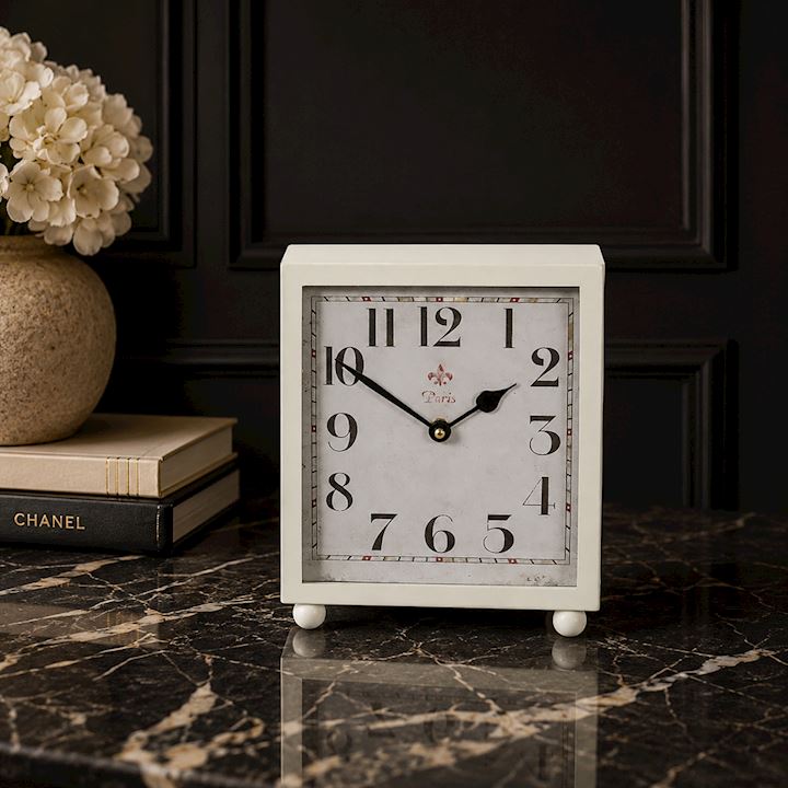 CREAM SQUARE TABLE CLOCK 20x10x24cm